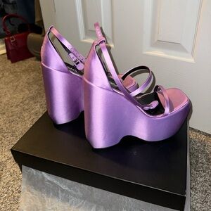 Versace satin wedges new